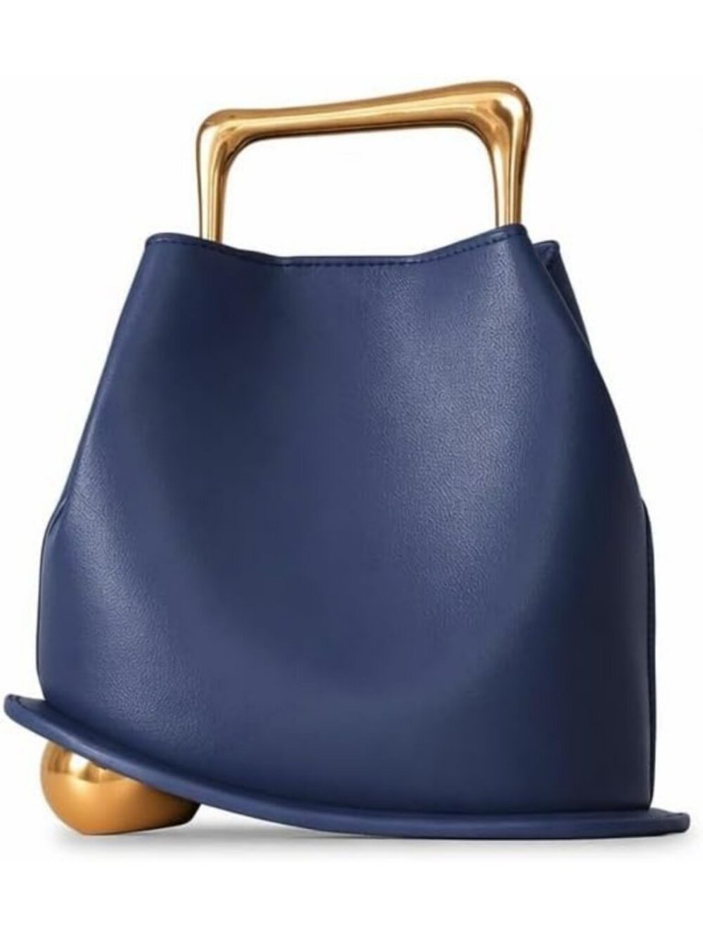 Stylish Faux Leather Bucket Bag Crossbody Purse with Gold Handle for Daily Use